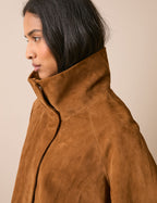 Tan Suede Funnel Neck Langham Jacket