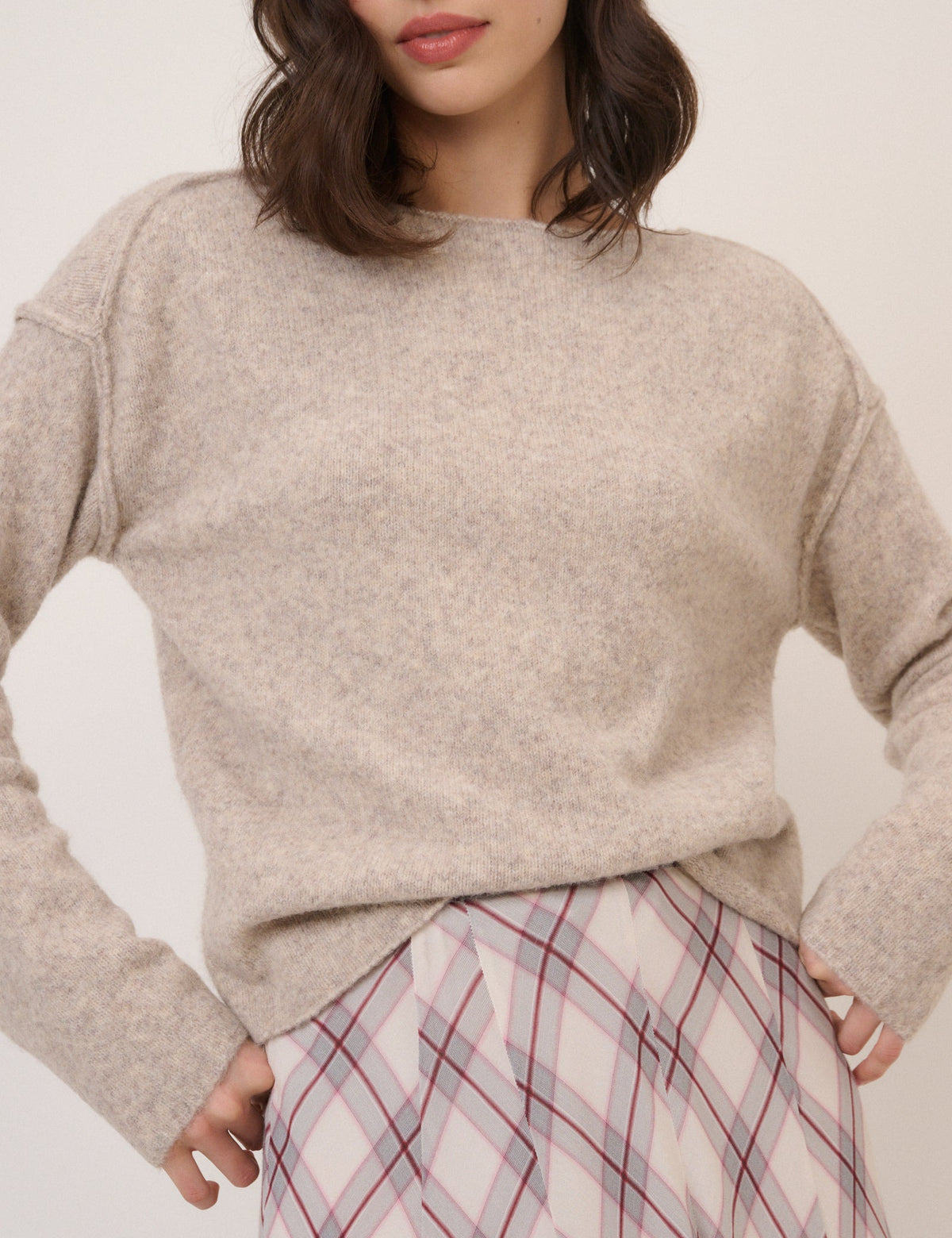Beige Boat Neck Jumper