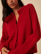 Red Wool Saddle Lily Cardigan