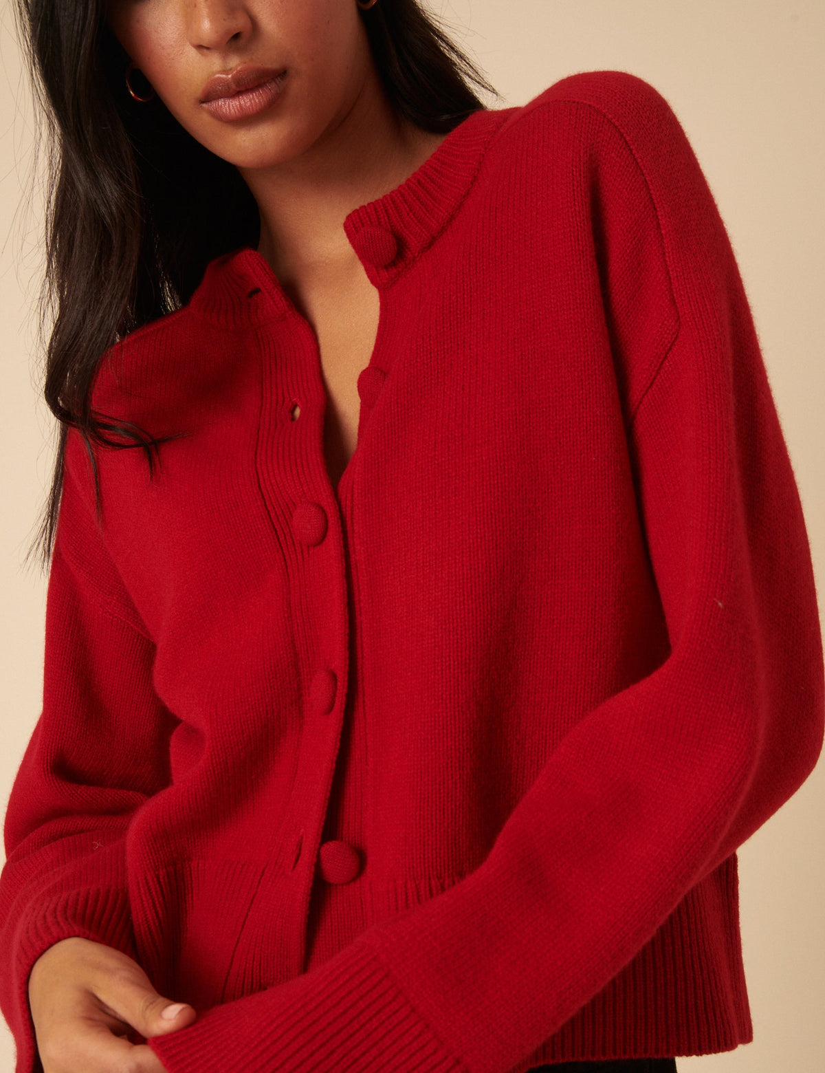 Red Wool Saddle Lily Cardigan