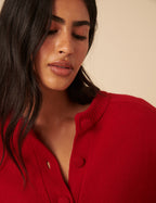 Red Wool Saddle Lily Cardigan