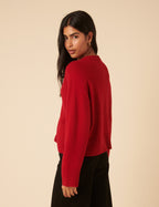 Red Wool Saddle Lily Cardigan