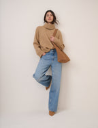 Camel Roll Neck Relaxed Fit Jumper