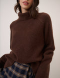 Brown Roll Neck Relaxed Fit Jumper