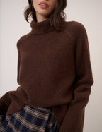 Brown Roll Neck Relaxed Fit Jumper