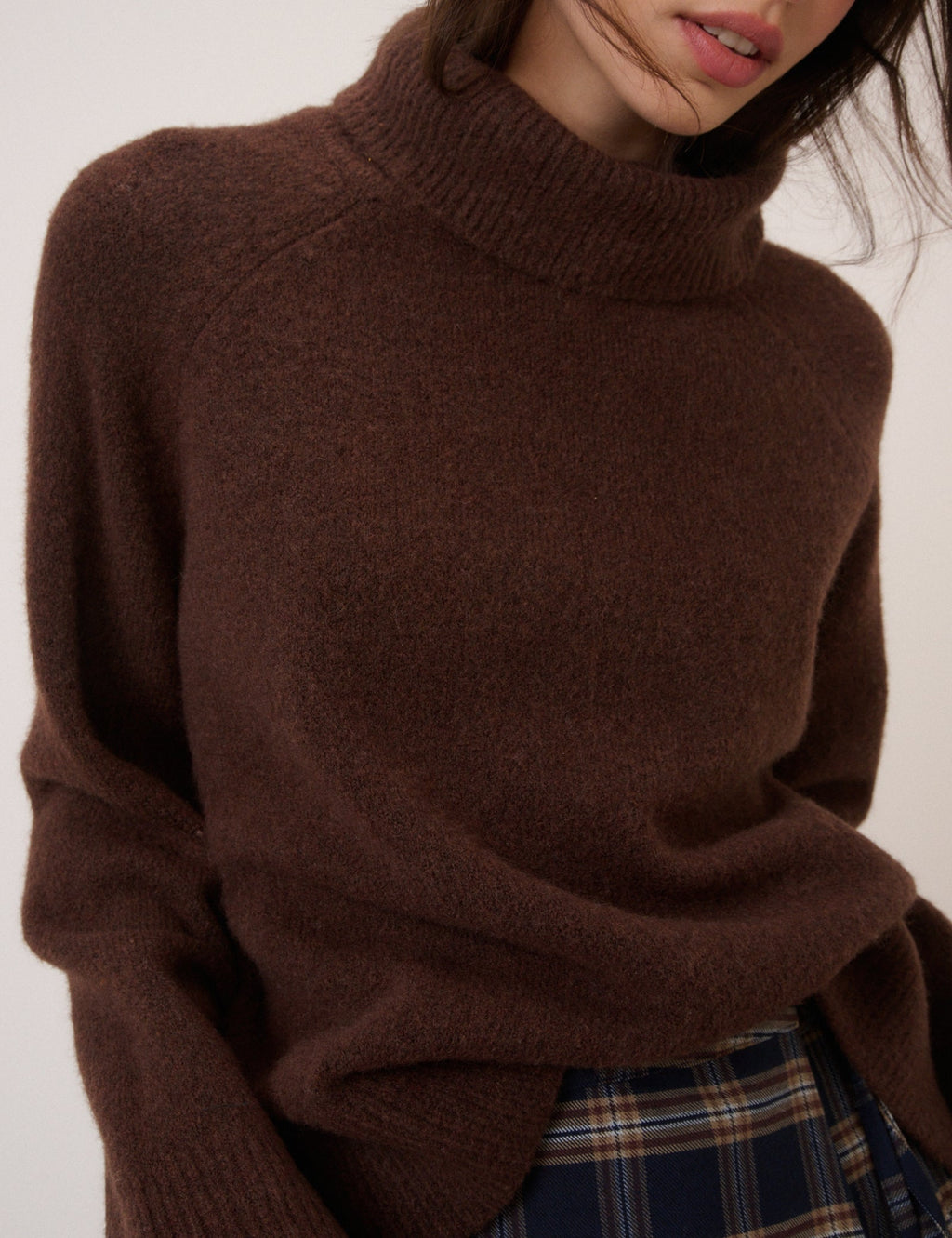 Brown Roll Neck Relaxed Fit Jumper