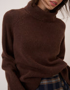 Brown Roll Neck Relaxed Fit Jumper
