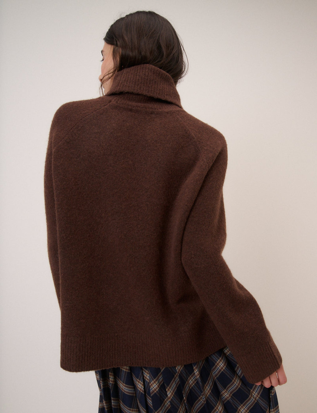 Brown Roll Neck Relaxed Fit Jumper