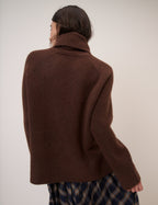 Brown Roll Neck Relaxed Fit Jumper