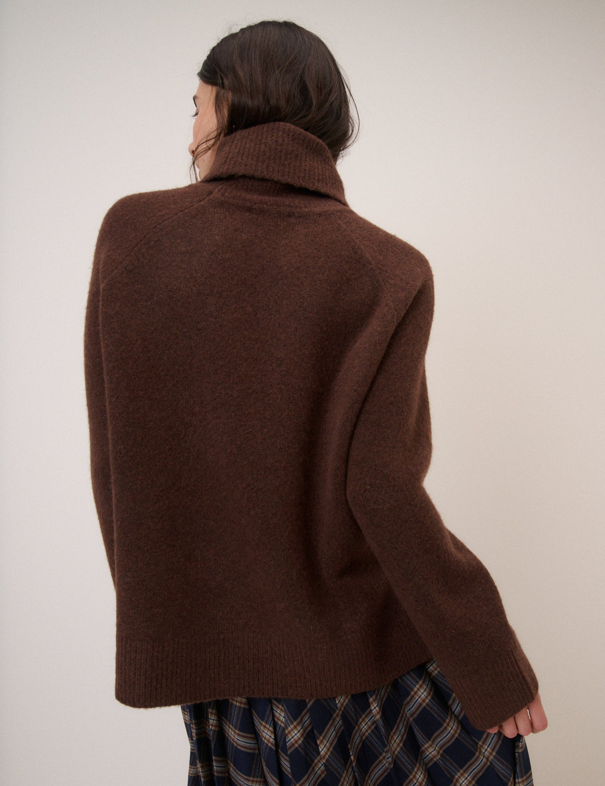 Brown Roll Neck Relaxed Fit Jumper