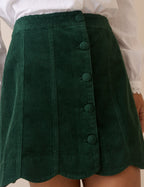 Forest Green Cord Scallop Trim Mini Skirt