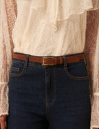 Brown Suede Skinny Belt