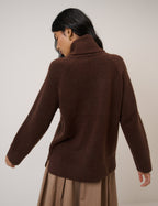 Chocolate Brown Roll Neck Longline Jumper