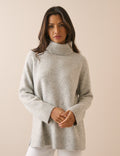Grey Marl Roll-Neck Oversized Jumper