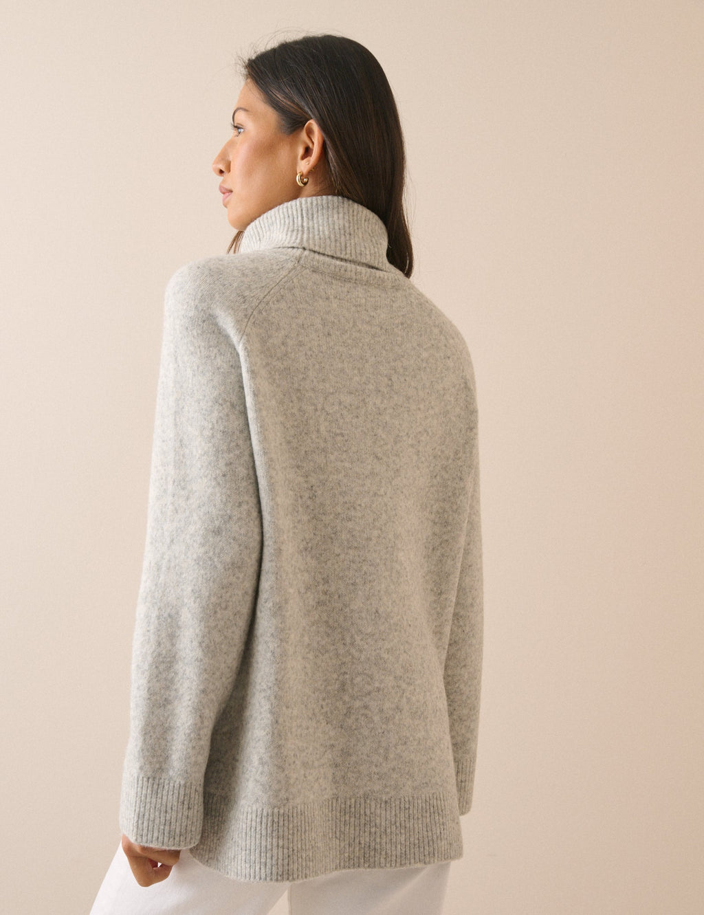 Grey Marl Roll-Neck Oversized Jumper