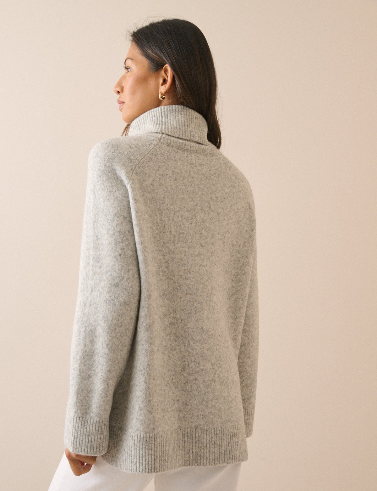 Grey Marl Roll-Neck Oversized Jumper