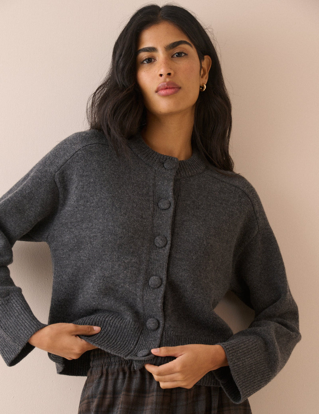 Grey Wool Saddle Lily Cardigan