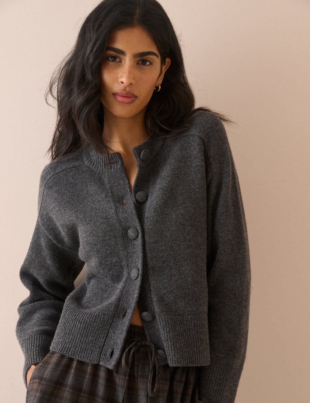 Grey Wool Saddle Lily Cardigan