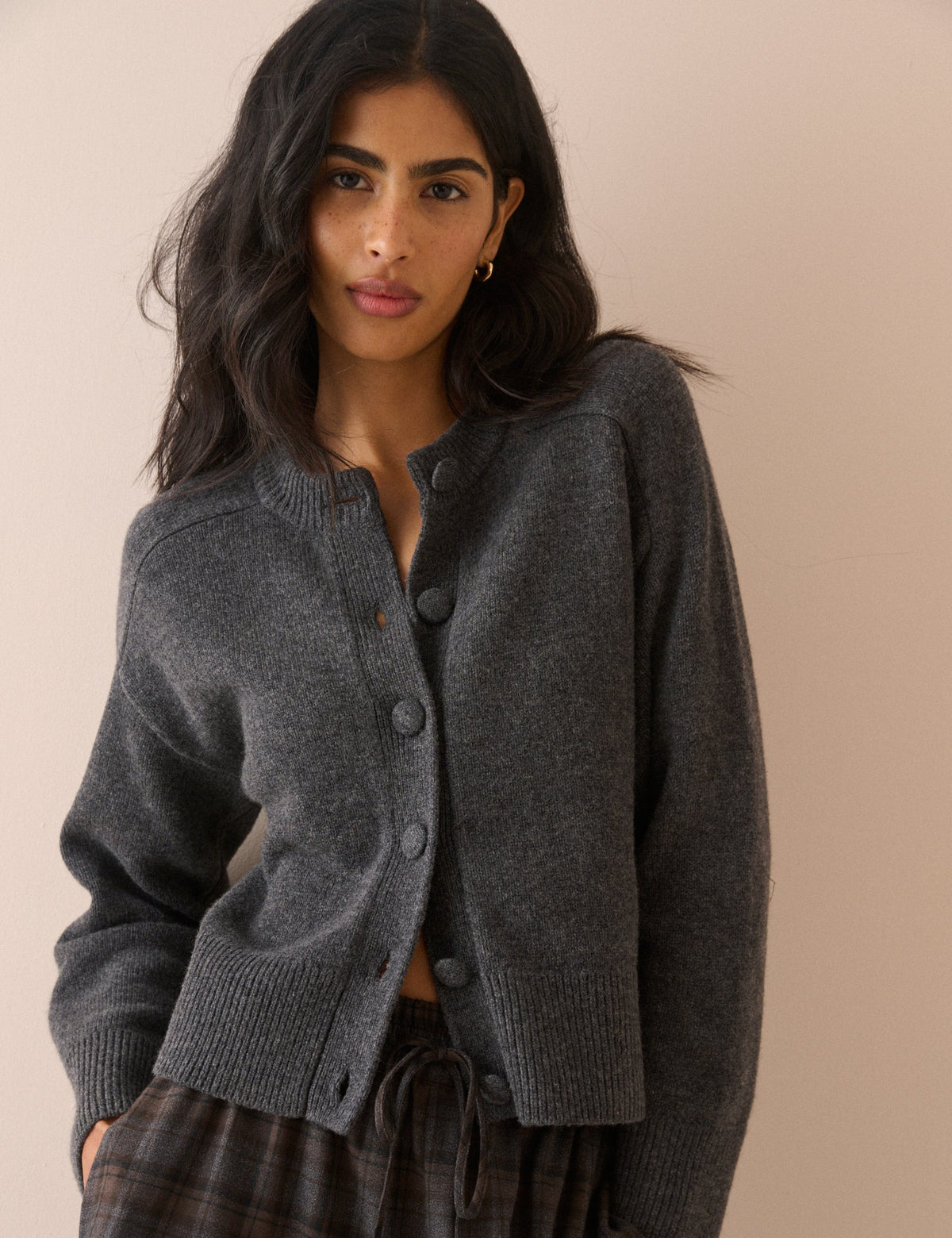 Grey Wool Saddle Lily Cardigan