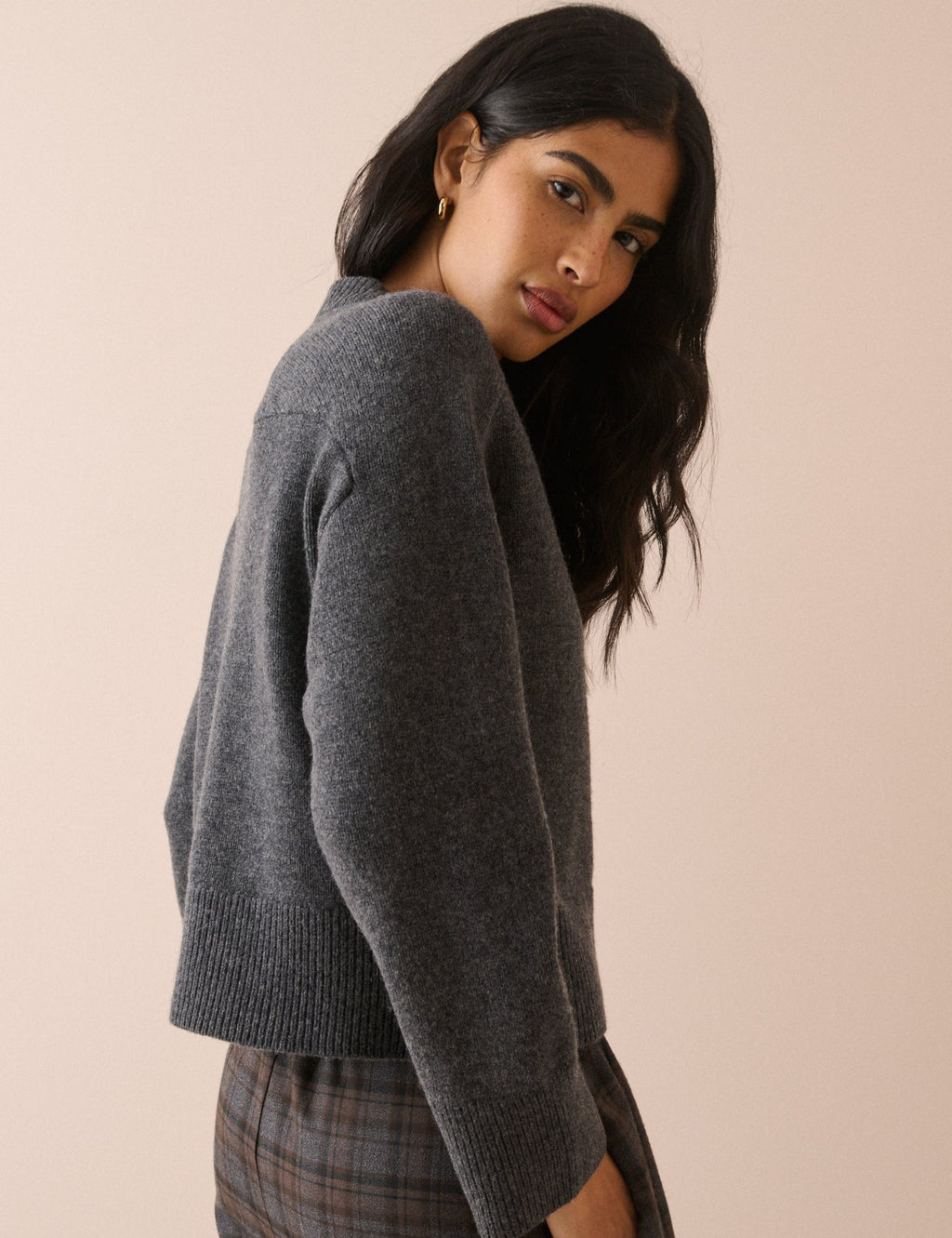Grey Wool Saddle Lily Cardigan