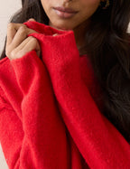 Red Slash Neck Knitted Jumper