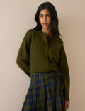 Khaki Wool Saddle Lily Cardigan