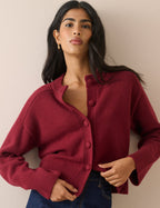 Dark Red Wool Saddle Lily Cardigan