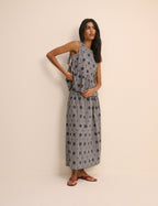Navy Gingham Side Tie Swing Top