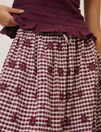 Burgundy Gingham Naples Midi Skirt