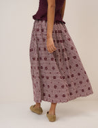 Burgundy Gingham Naples Midi Skirt