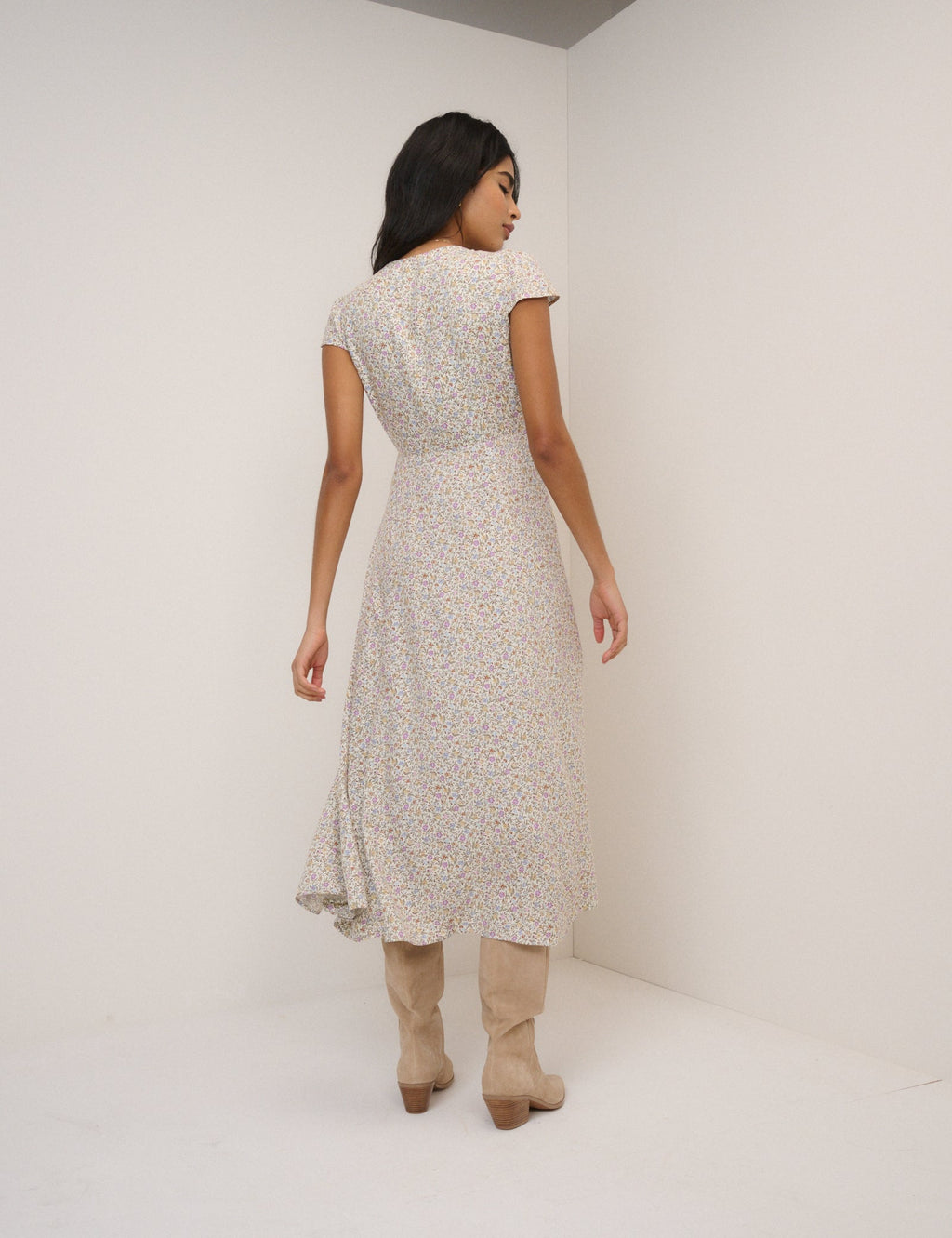 Pink Ditsy Floral Avery Midi Dress