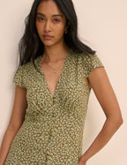 Green Ditsy Floral Avery Midi Dress