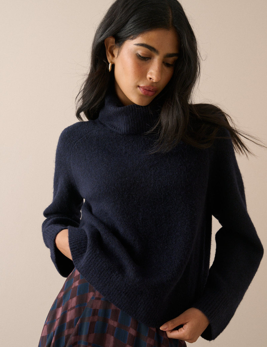 Navy Roll Neck Oversized Jumper