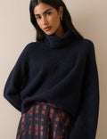 Navy Roll Neck Oversized Jumper