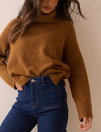 Rust Marl Roll Neck Oversized Jumper
