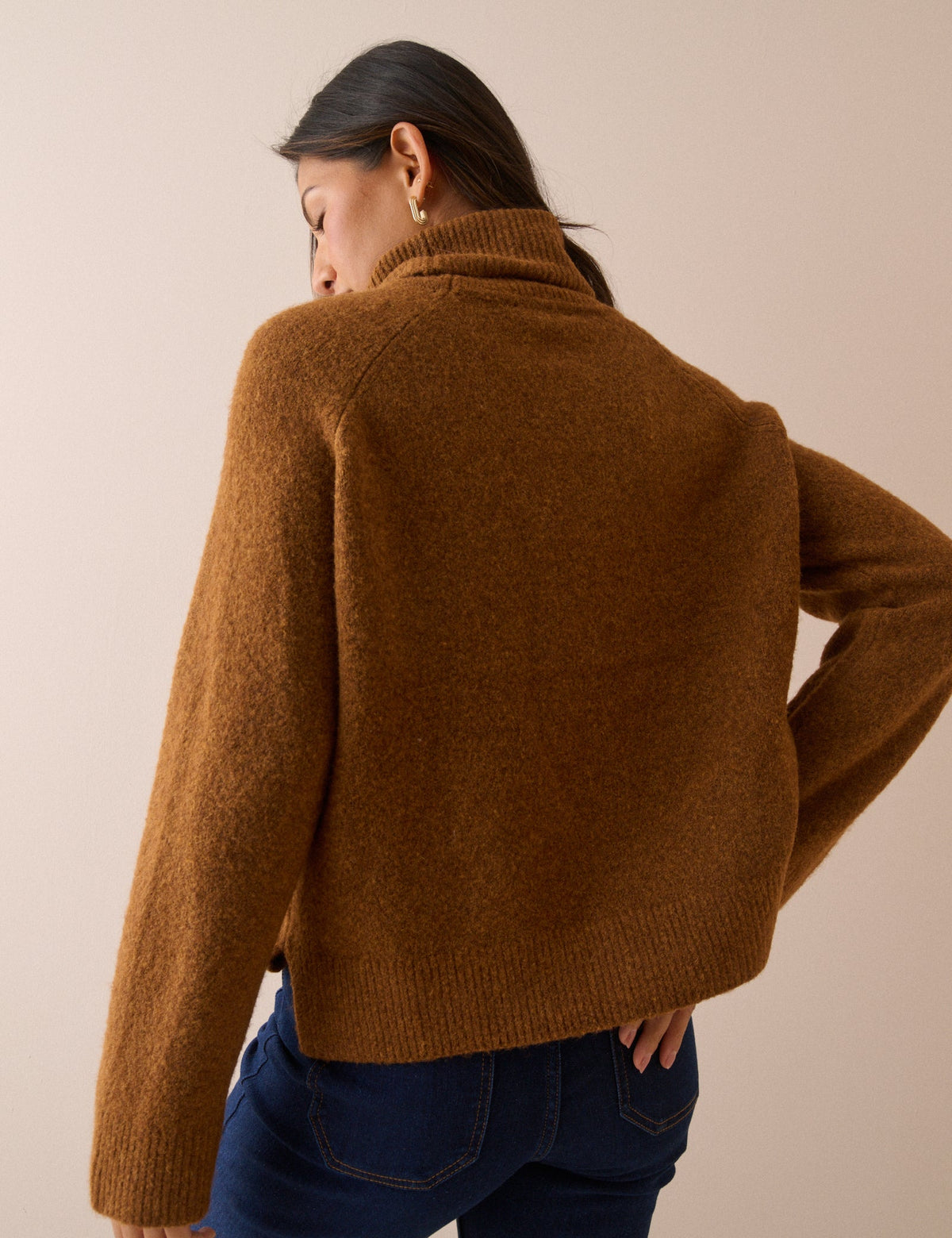 Rust Marl Roll Neck Oversized Jumper