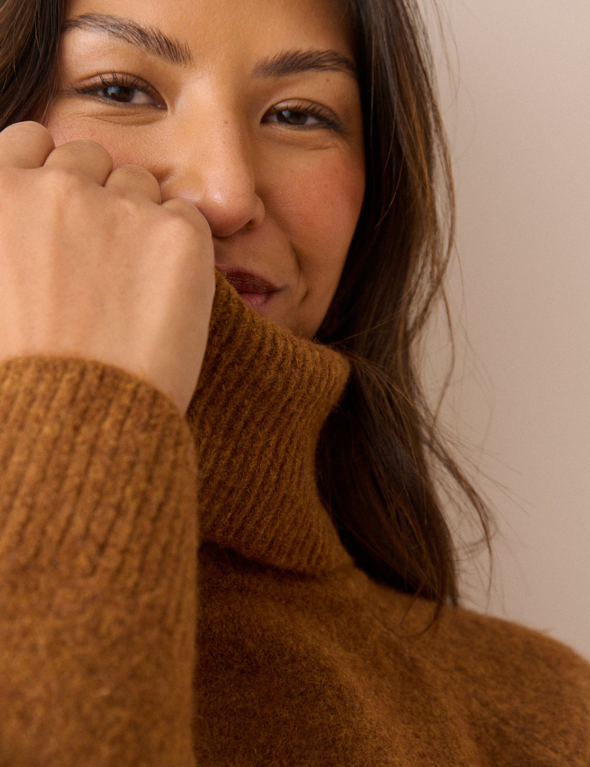 Rust Marl Roll Neck Oversized Jumper