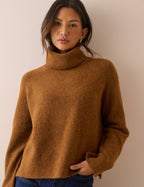 Rust Marl Roll Neck Oversized Jumper