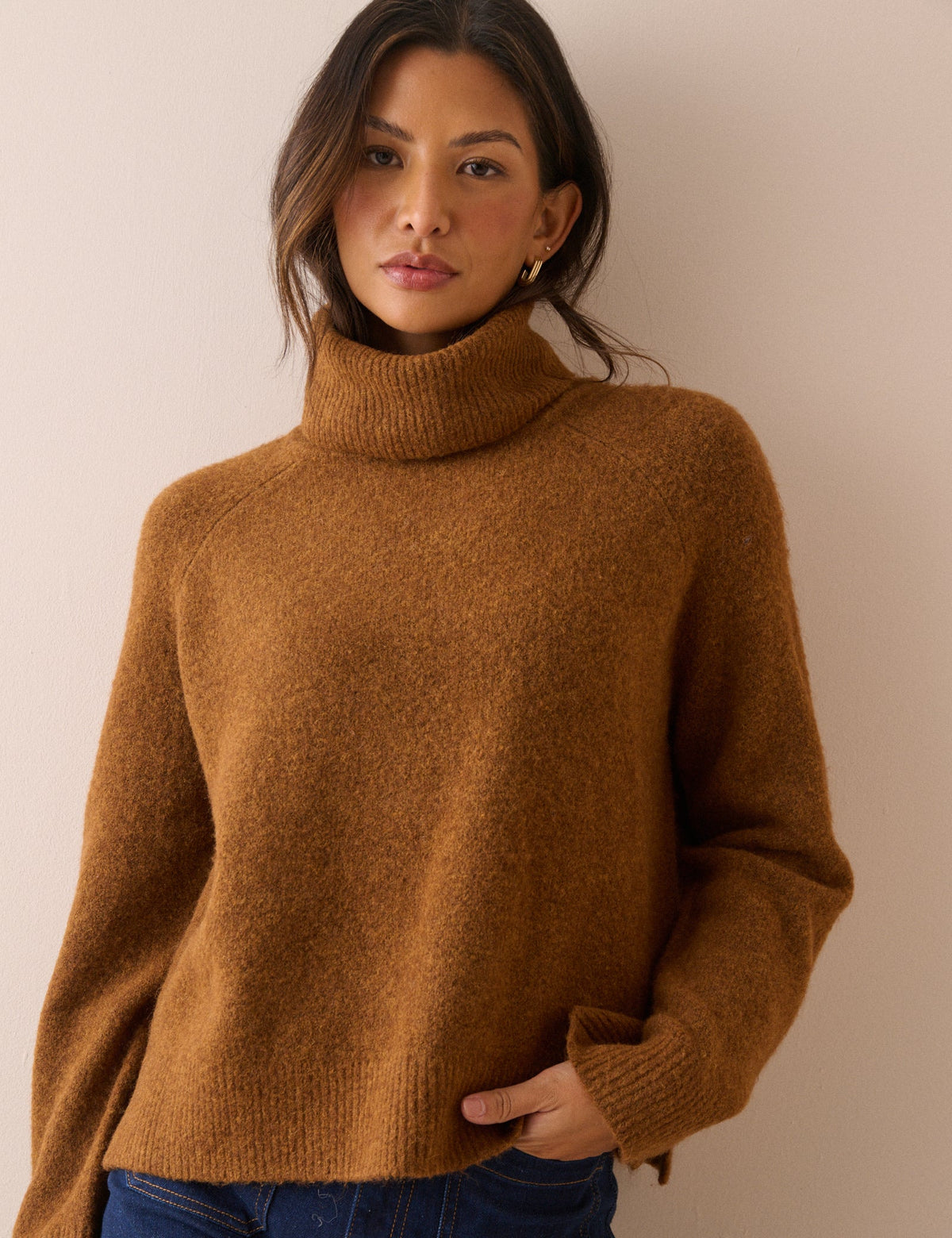 Rust Marl Roll Neck Oversized Jumper