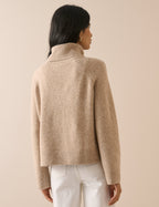 Oatmeal Marl Roll-Neck Oversized Jumper