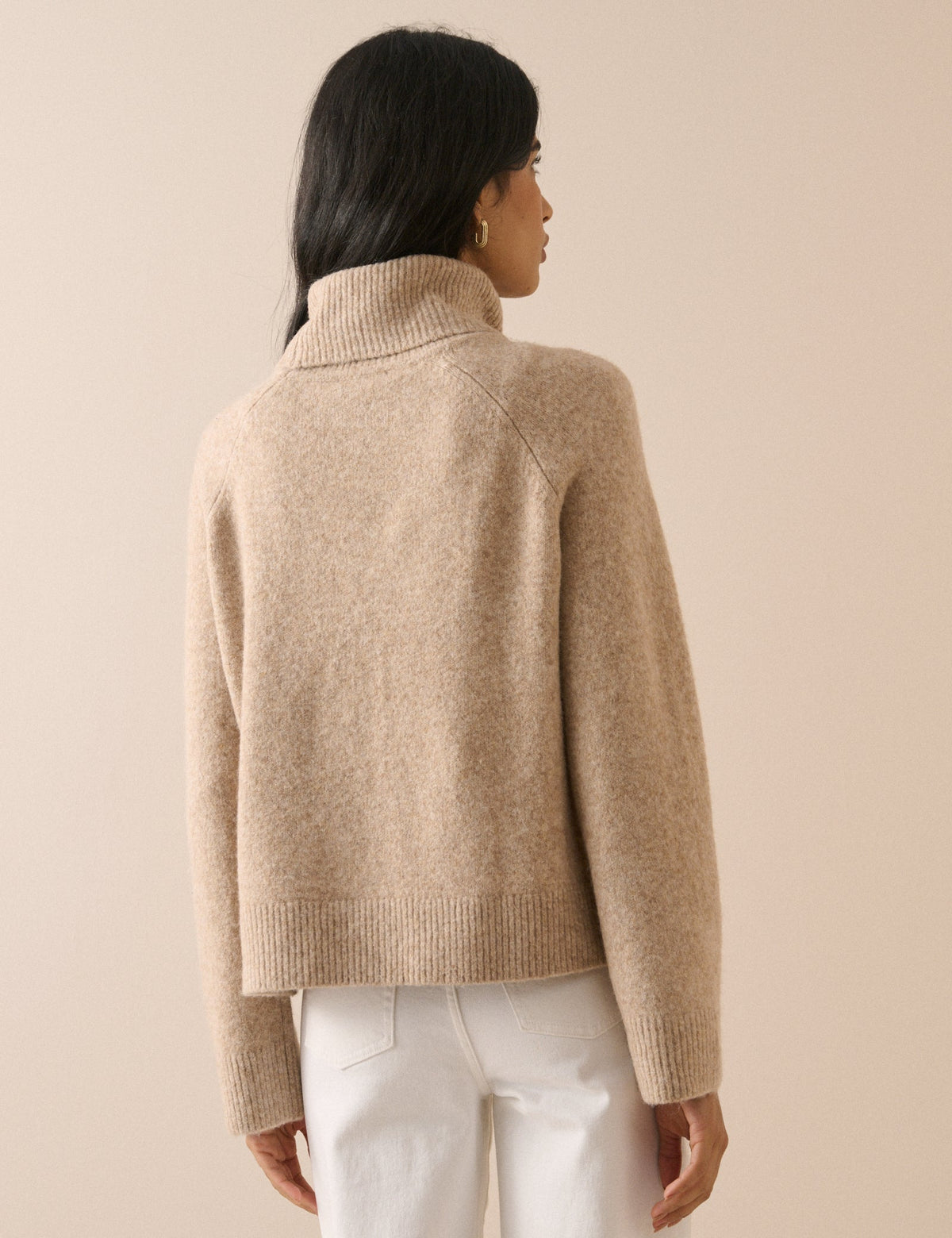 Oatmeal Marl Roll-Neck Oversized Jumper