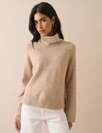 Oatmeal Marl Roll-Neck Oversized Jumper