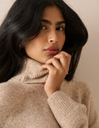 Oatmeal Marl Roll-Neck Oversized Jumper