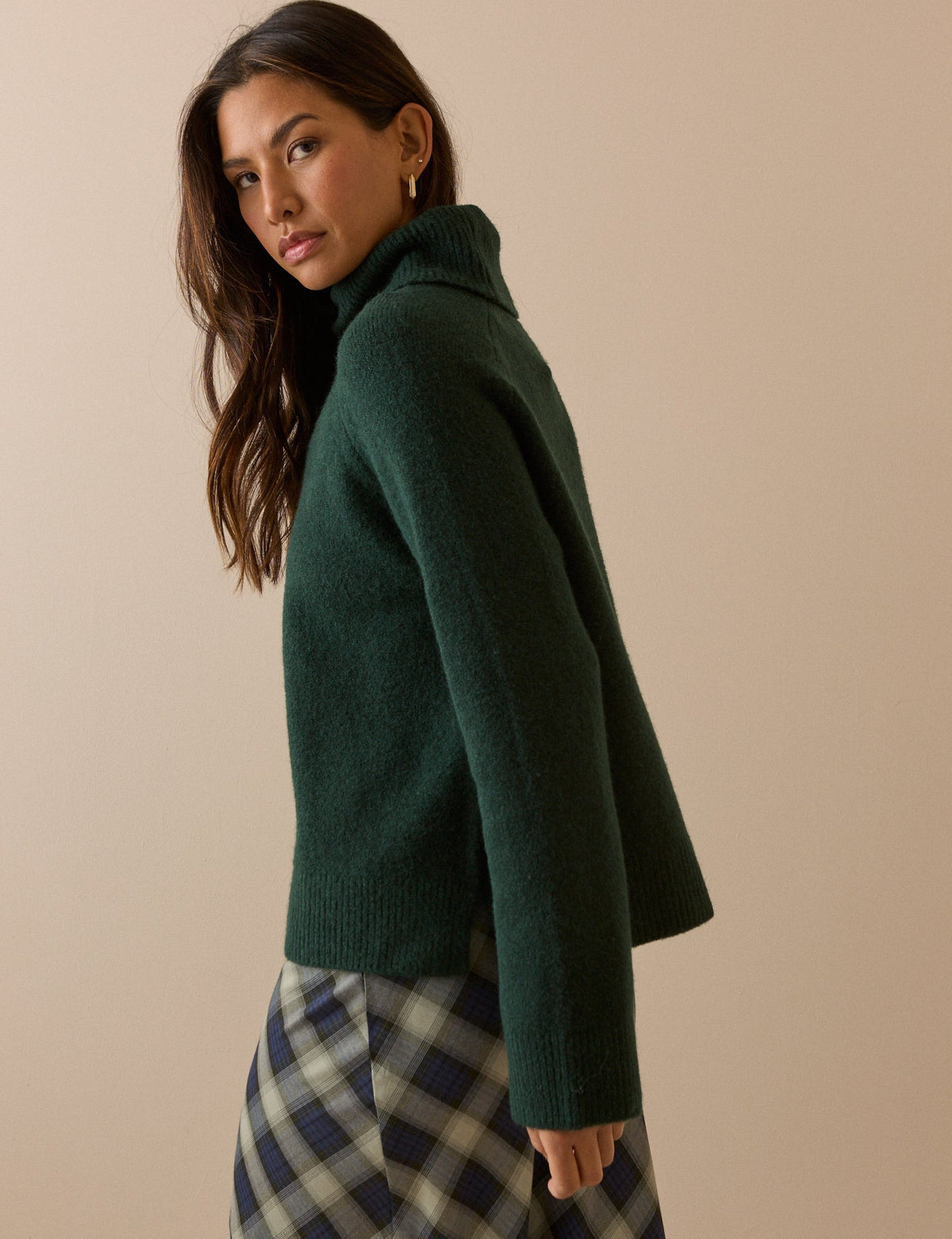 Green Roll Neck Oversized Jumper