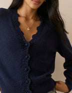 Navy Crochet Trim Wool Blend Elodie Elodie Cardigan