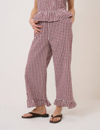 Burgundy Gingham Top & Trousers Set