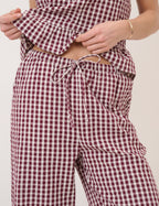 Burgundy Gingham Top & Trousers Set
