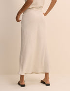 Cream Mila Midi Slip Skirt