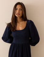Navy Cord Ruby Midi Dress