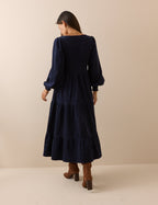 Navy Cord Ruby Midi Dress